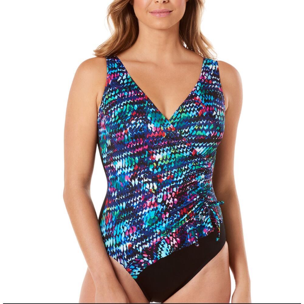 NWT St. John's‎ Bay Waimea Mist One Piece Full Coverage Swimsuit Women's Sz 14